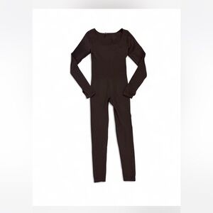 TikTok‎ Shop Women’s Brown Ribbed Long Sleeve Bodysuit